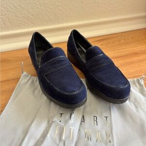 Stuart Weitzman Schooldays Loafer in Nice Blue Suede